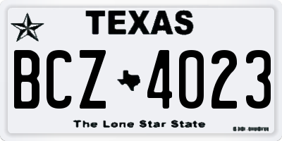 TX license plate BCZ4023