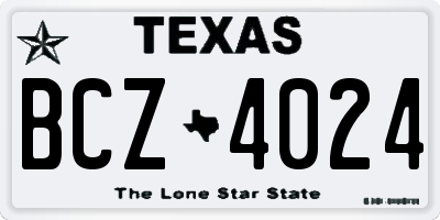 TX license plate BCZ4024