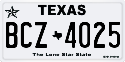 TX license plate BCZ4025