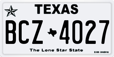 TX license plate BCZ4027
