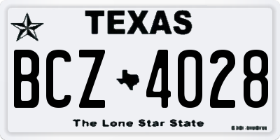 TX license plate BCZ4028