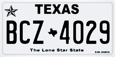 TX license plate BCZ4029