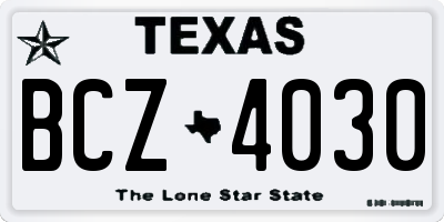TX license plate BCZ4030