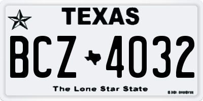 TX license plate BCZ4032