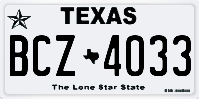 TX license plate BCZ4033