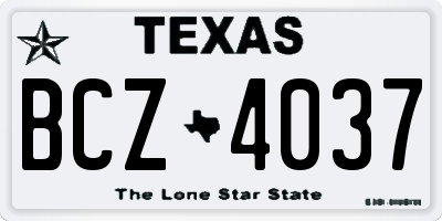TX license plate BCZ4037