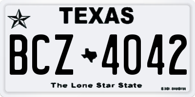 TX license plate BCZ4042