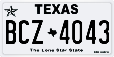 TX license plate BCZ4043