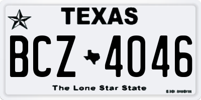 TX license plate BCZ4046