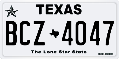 TX license plate BCZ4047