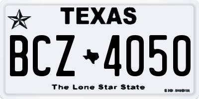TX license plate BCZ4050