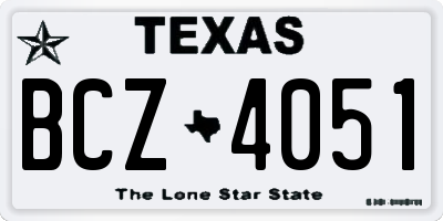 TX license plate BCZ4051
