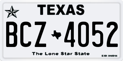 TX license plate BCZ4052
