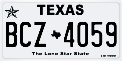 TX license plate BCZ4059