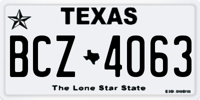 TX license plate BCZ4063