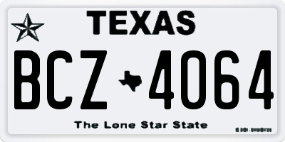 TX license plate BCZ4064