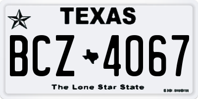 TX license plate BCZ4067