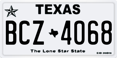 TX license plate BCZ4068