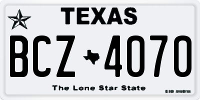 TX license plate BCZ4070