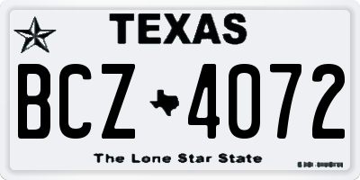 TX license plate BCZ4072