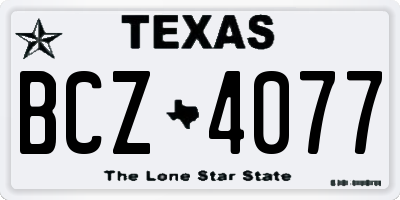 TX license plate BCZ4077