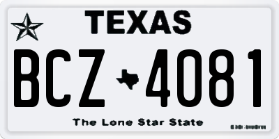 TX license plate BCZ4081