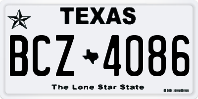 TX license plate BCZ4086