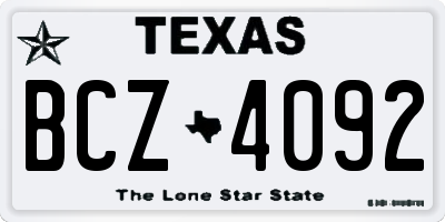 TX license plate BCZ4092