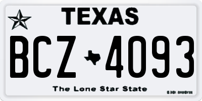 TX license plate BCZ4093