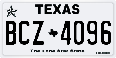 TX license plate BCZ4096