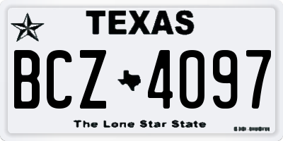 TX license plate BCZ4097