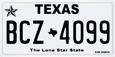 TX license plate BCZ4099