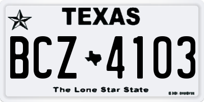 TX license plate BCZ4103