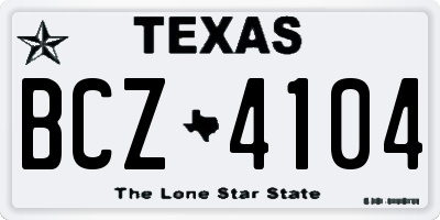 TX license plate BCZ4104
