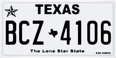 TX license plate BCZ4106