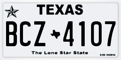 TX license plate BCZ4107