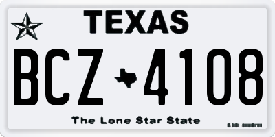 TX license plate BCZ4108