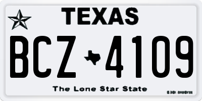 TX license plate BCZ4109
