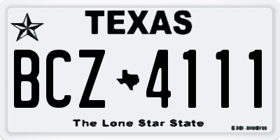 TX license plate BCZ4111