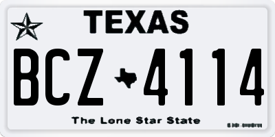 TX license plate BCZ4114