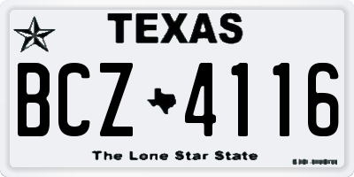 TX license plate BCZ4116