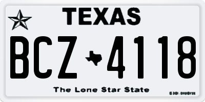 TX license plate BCZ4118