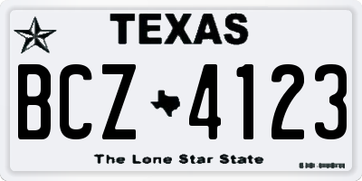 TX license plate BCZ4123