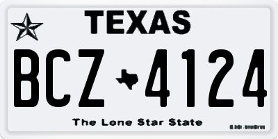 TX license plate BCZ4124