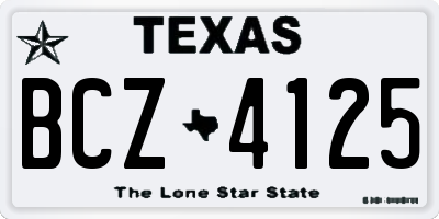 TX license plate BCZ4125