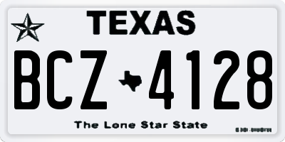 TX license plate BCZ4128