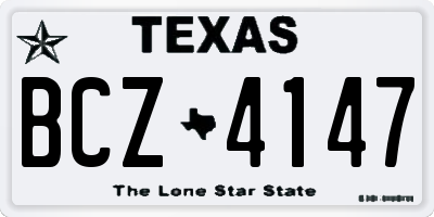 TX license plate BCZ4147
