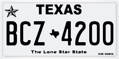 TX license plate BCZ4200