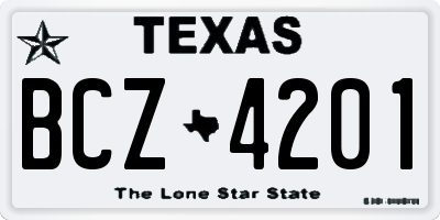 TX license plate BCZ4201