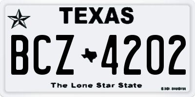 TX license plate BCZ4202